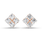 0.76 Carat Round Cluster Stud Earrings 14K - Rose Gold