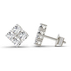 0.76 Carat Round Cluster Stud Earrings 14K - White Gold