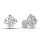 0.76 Carat Round Cluster Stud Earrings 14K - White Gold