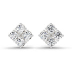 0.76 Carat Round Cluster Stud Earrings 14K - White Gold