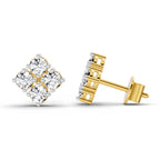 0.76 Carat Round Cluster Stud Earrings 14K