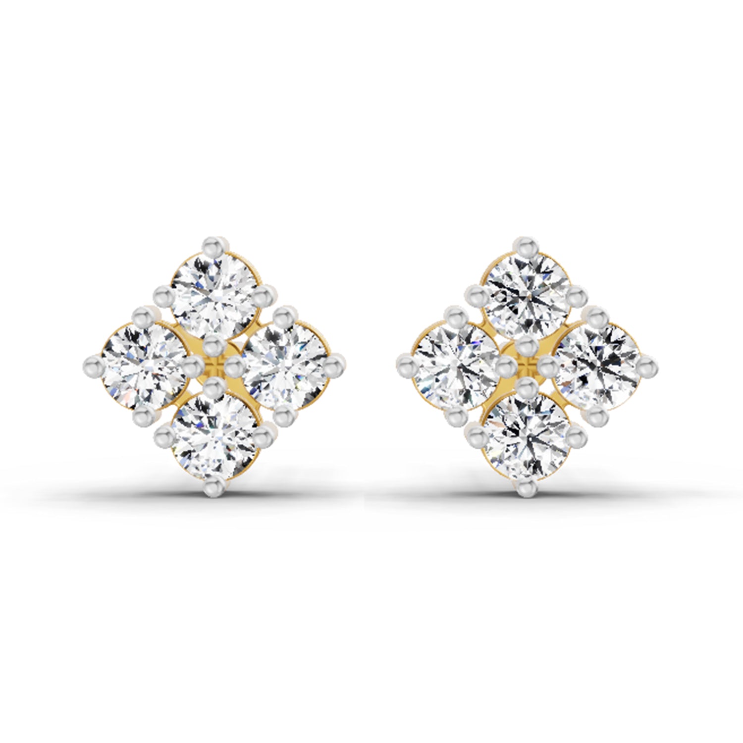 0.76 Carat Round Cluster Stud Earrings 14K