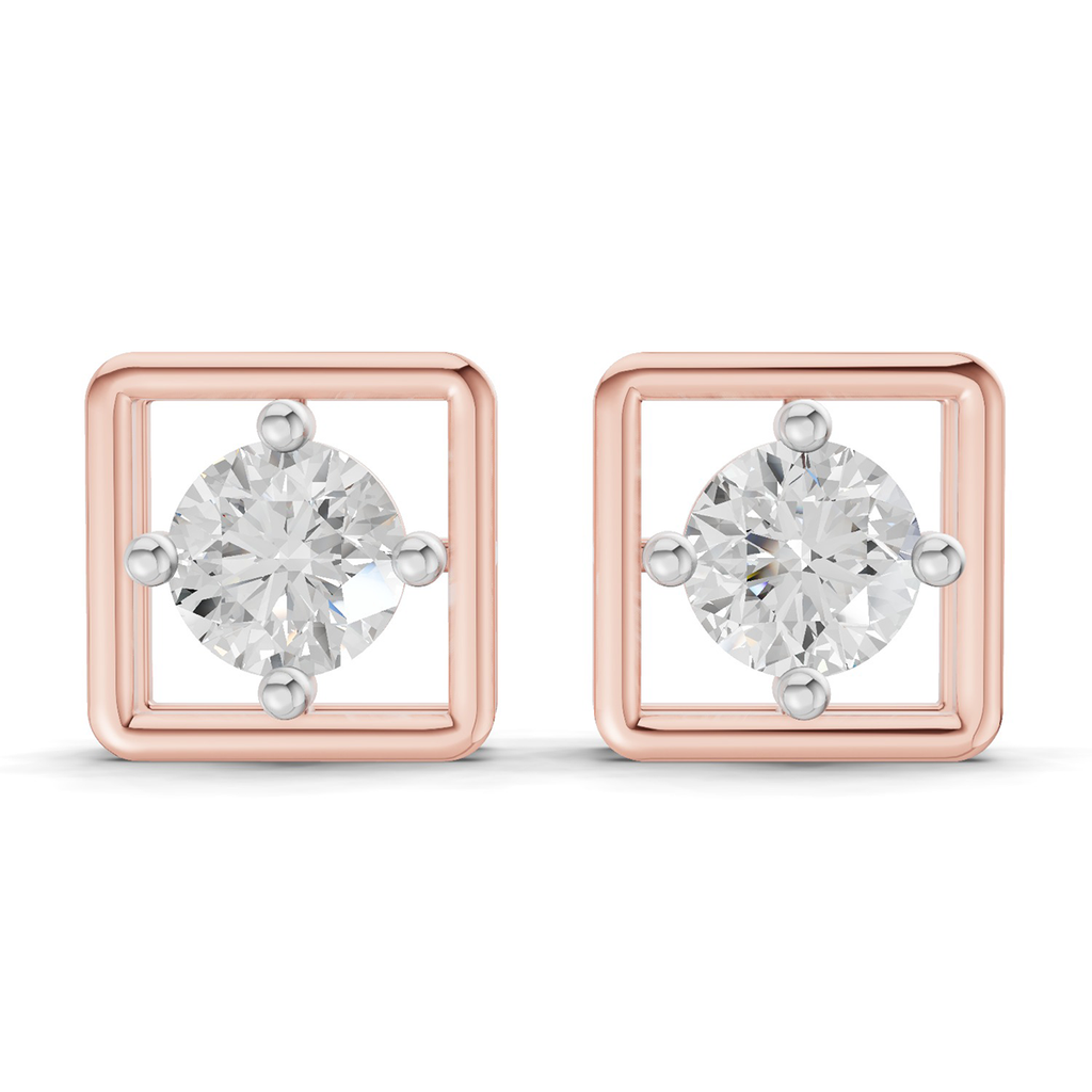 0.8 Carat Round Halo Earrings 14K - Rose Gold