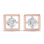 0.8 Carat Round Halo Earrings 14K - Rose Gold