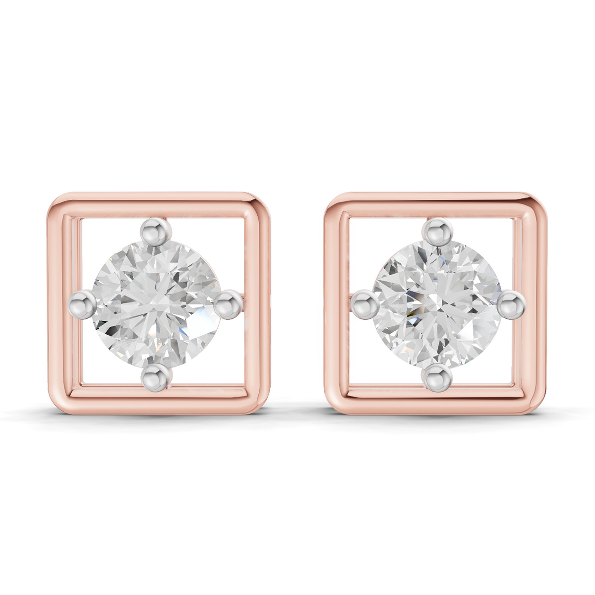 0.8 Carat Round Halo Earrings 14K - Rose Gold