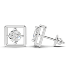 0.8 Carat Round Halo Earrings 14K - White Gold