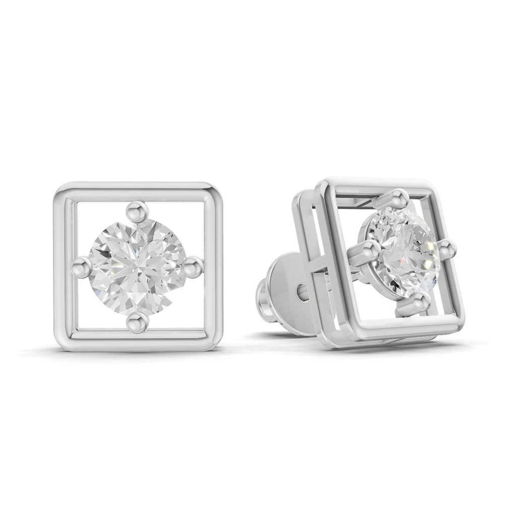 0.8 Carat Round Halo Earrings 14K - White Gold