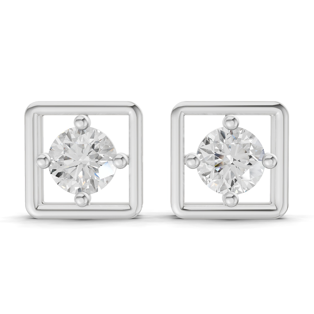 0.8 Carat Round Halo Earrings 14K - White Gold