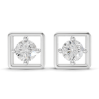 0.8 Carat Round Halo Earrings 14K - White Gold