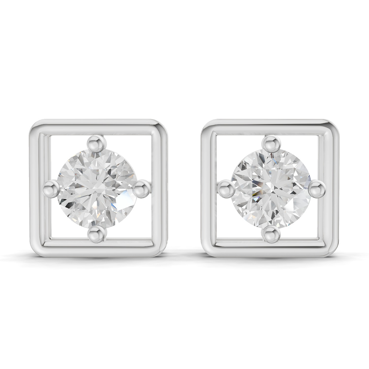 0.8 Carat Round Halo Earrings 14K - White Gold