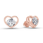 0.90 Carat Pear Shape 4 Prong Solitaire Diamond Stud Earrings 14K - Rose Gold