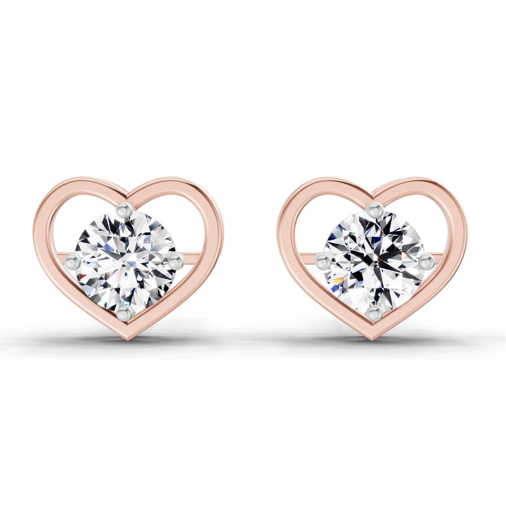 0.90 Carat Pear Shape 4 Prong Solitaire Diamond Stud Earrings 14K - Rose Gold