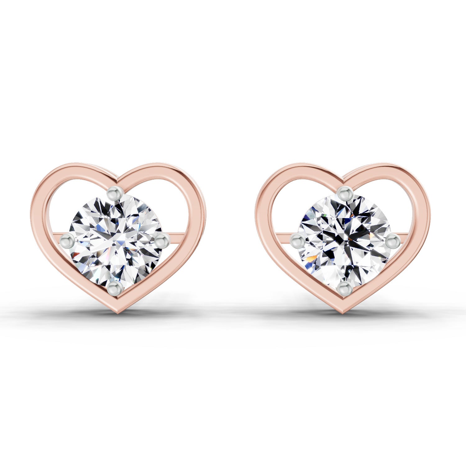 0.90 Carat Pear Shape 4 Prong Solitaire Diamond Stud Earrings 14K - Rose Gold