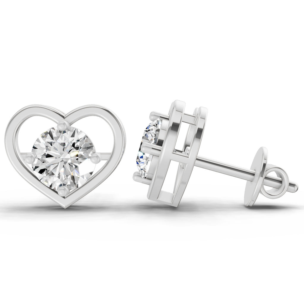 0.90 Carat Pear Shape 4 Prong Solitaire Diamond Stud Earrings 14K - White Gold