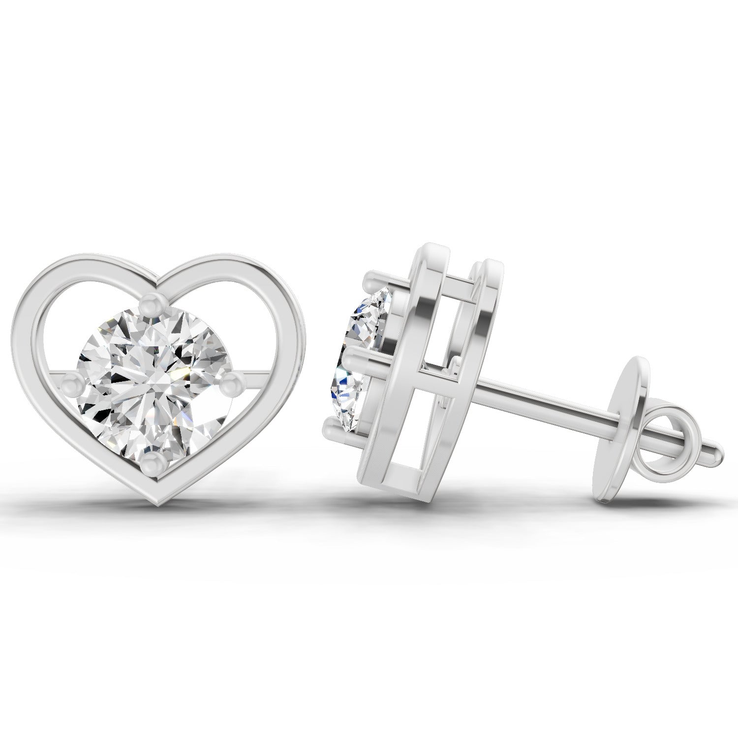 0.90 Carat Pear Shape 4 Prong Solitaire Diamond Stud Earrings 14K - White Gold