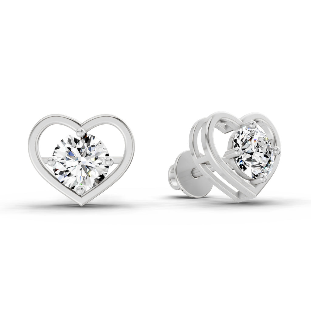 0.90 Carat Pear Shape 4 Prong Solitaire Diamond Stud Earrings 14K - White Gold
