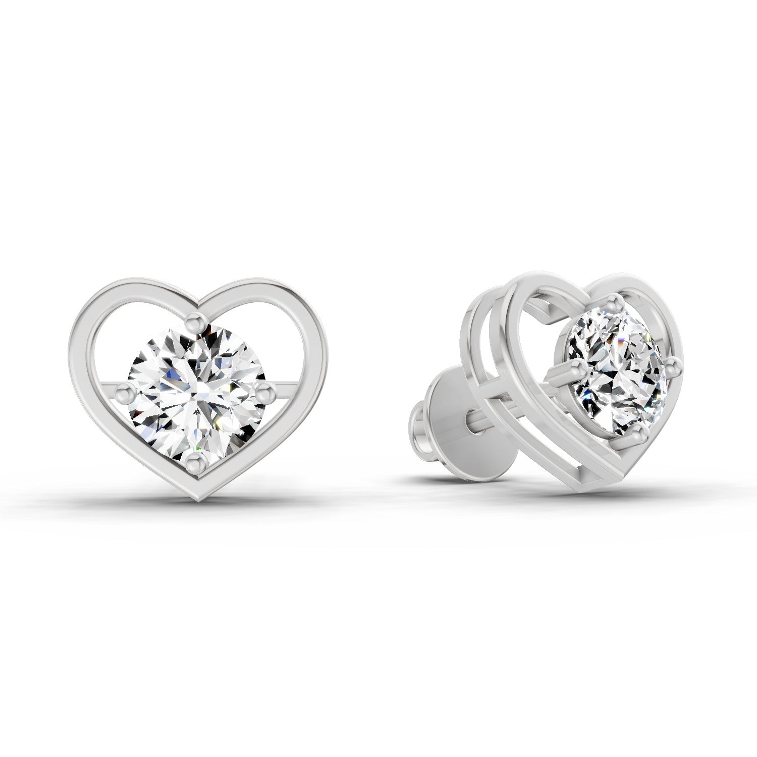 0.90 Carat Pear Shape 4 Prong Solitaire Diamond Stud Earrings 14K - White Gold