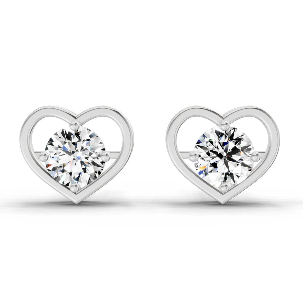0.90 Carat Pear Shape 4 Prong Solitaire Diamond Stud Earrings 14K - White Gold