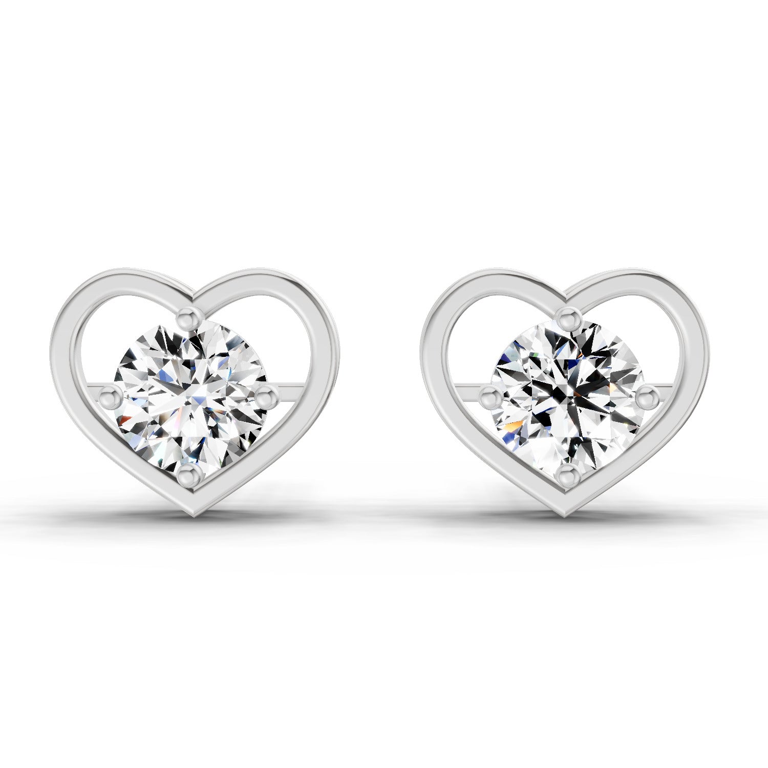 0.90 Carat Pear Shape 4 Prong Solitaire Diamond Stud Earrings 14K - White Gold