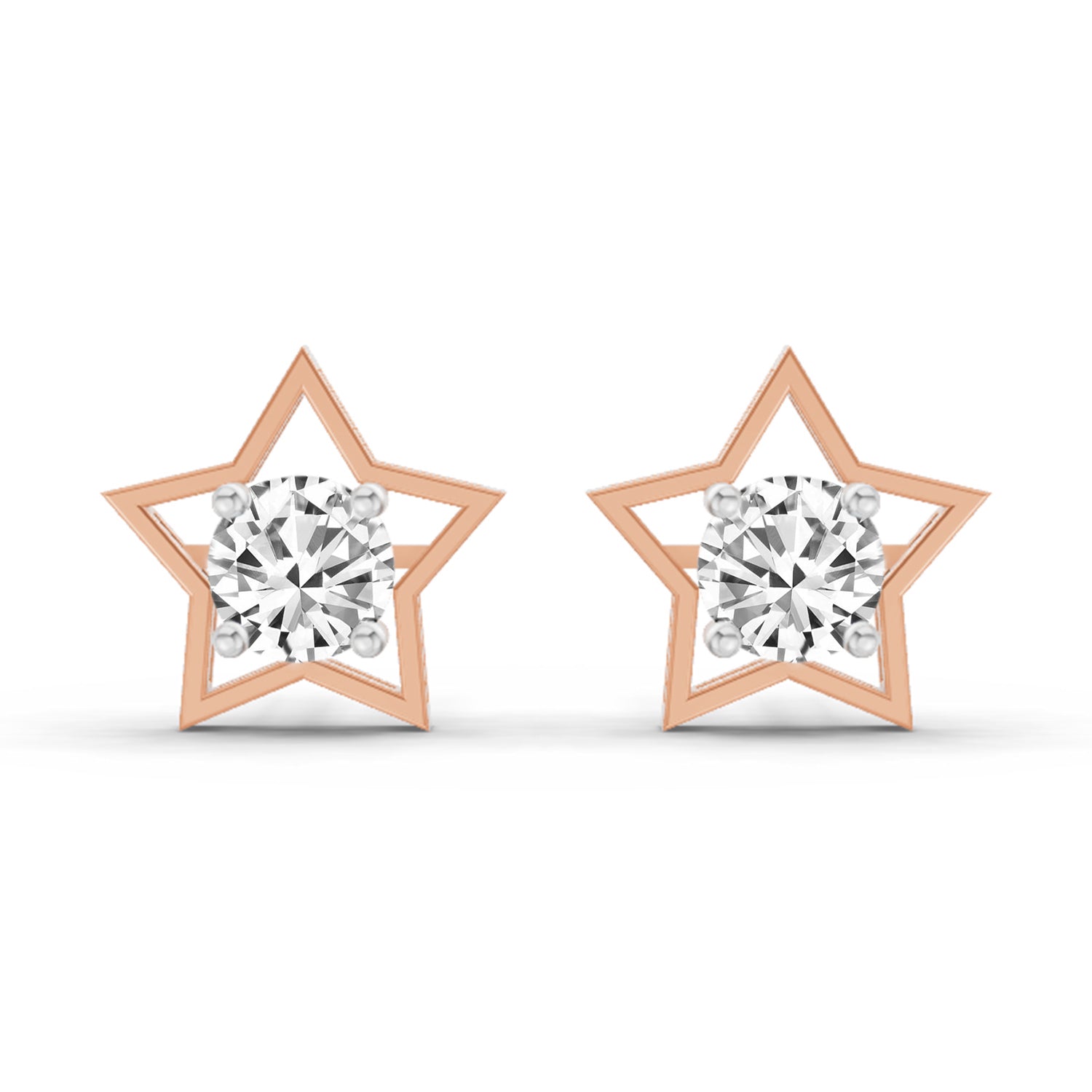 0.8 Carat Round Stud Earrings 14K - Rose Gold