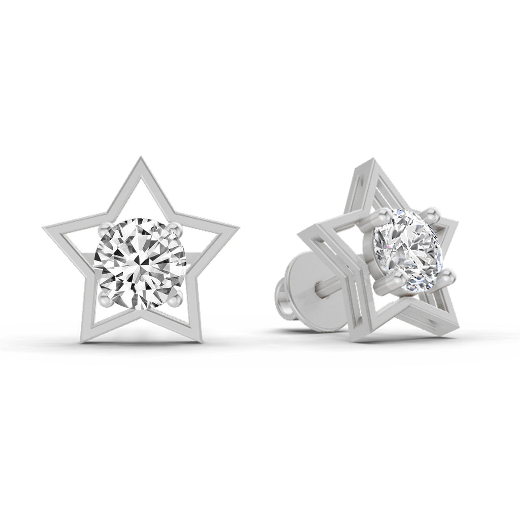 0.8 Carat Round Stud Earrings 14K - White Gold