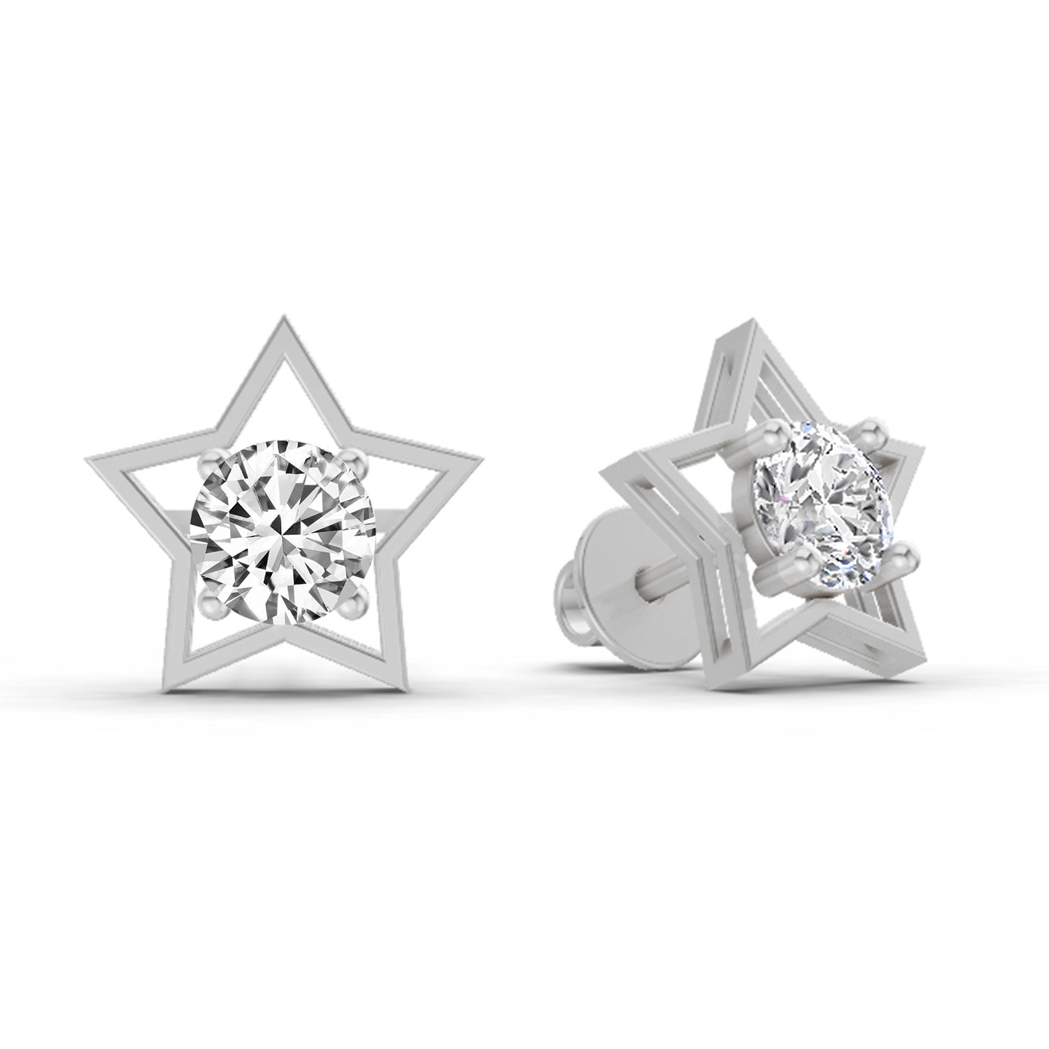 0.8 Carat Round Stud Earrings 14K - White Gold