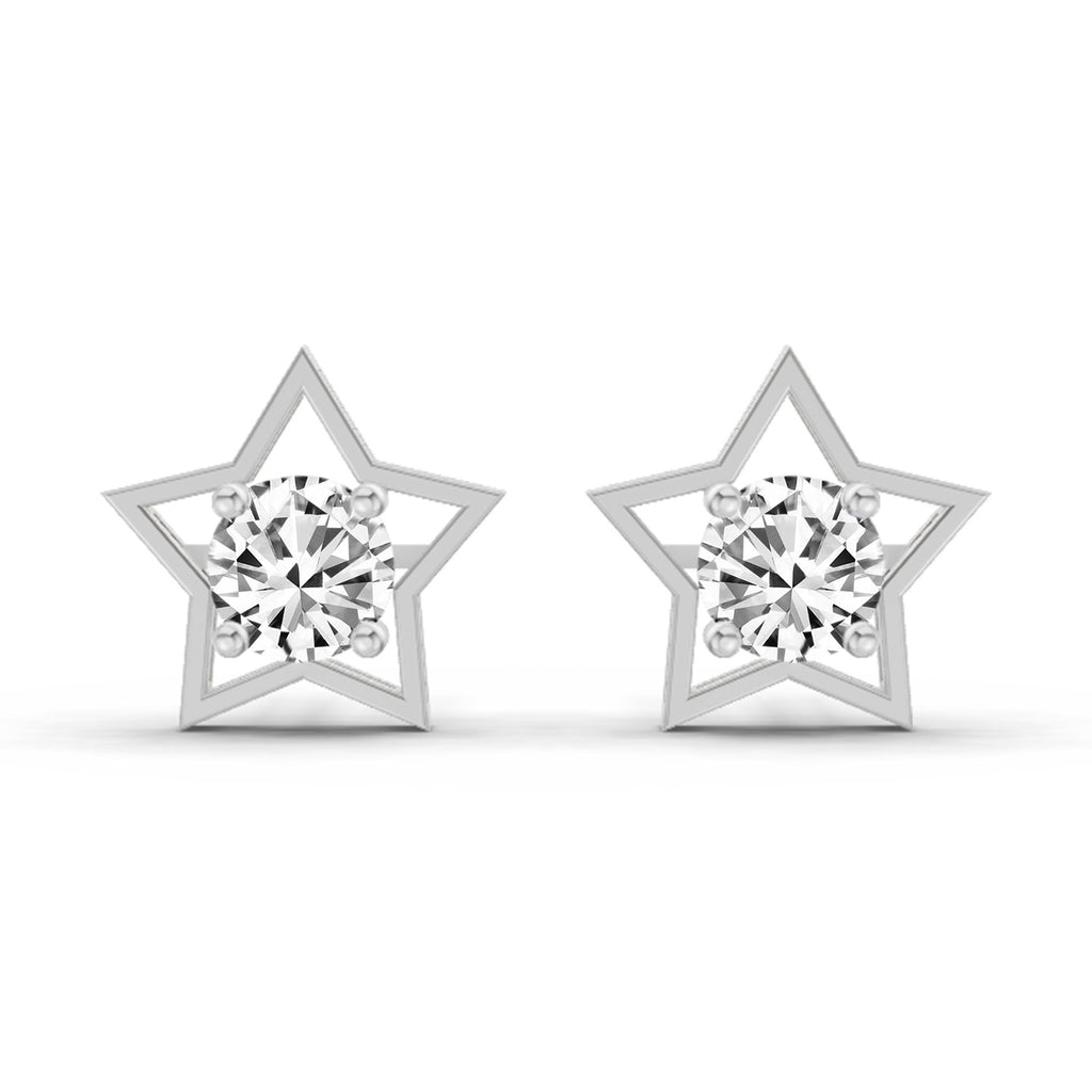 0.8 Carat Round Stud Earrings 14K - White Gold