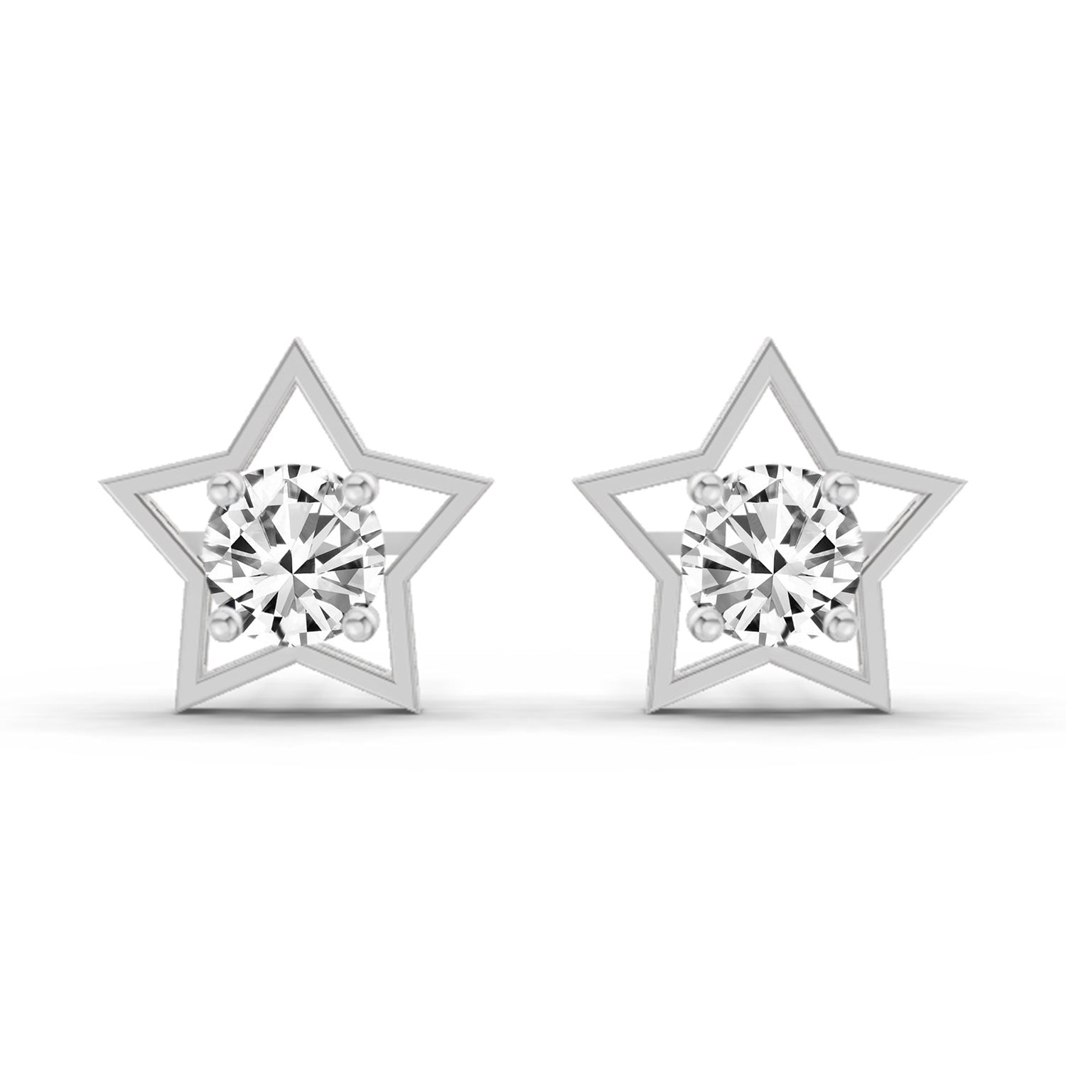 0.8 Carat Round Stud Earrings 14K - White Gold
