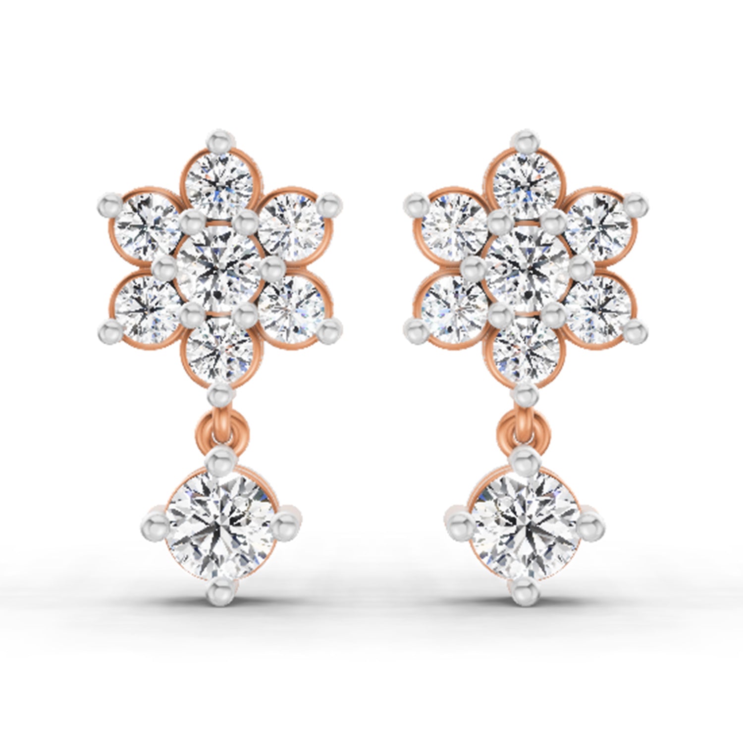 0.86 Carat Trio Stud Earrings 14K - Rose Gold