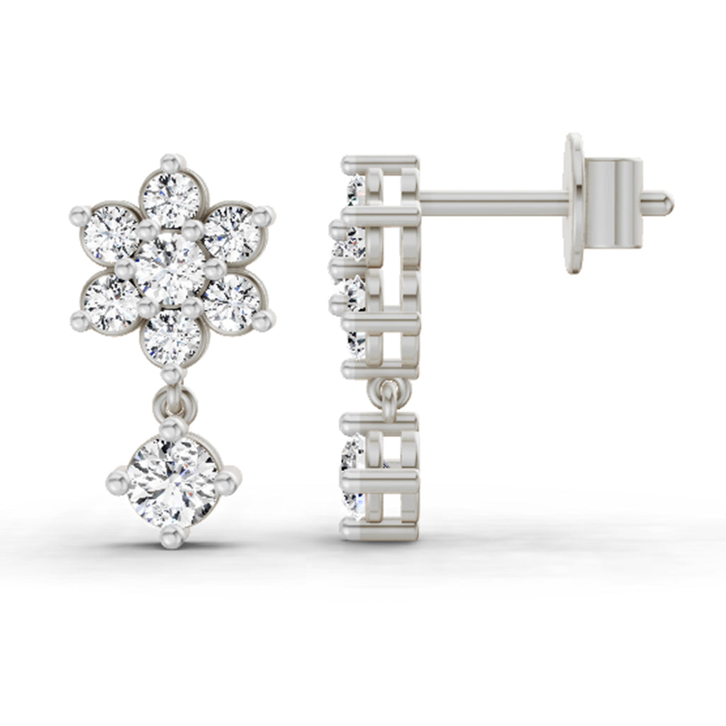 0.86 Carat Trio Stud Earrings 14K - White Gold