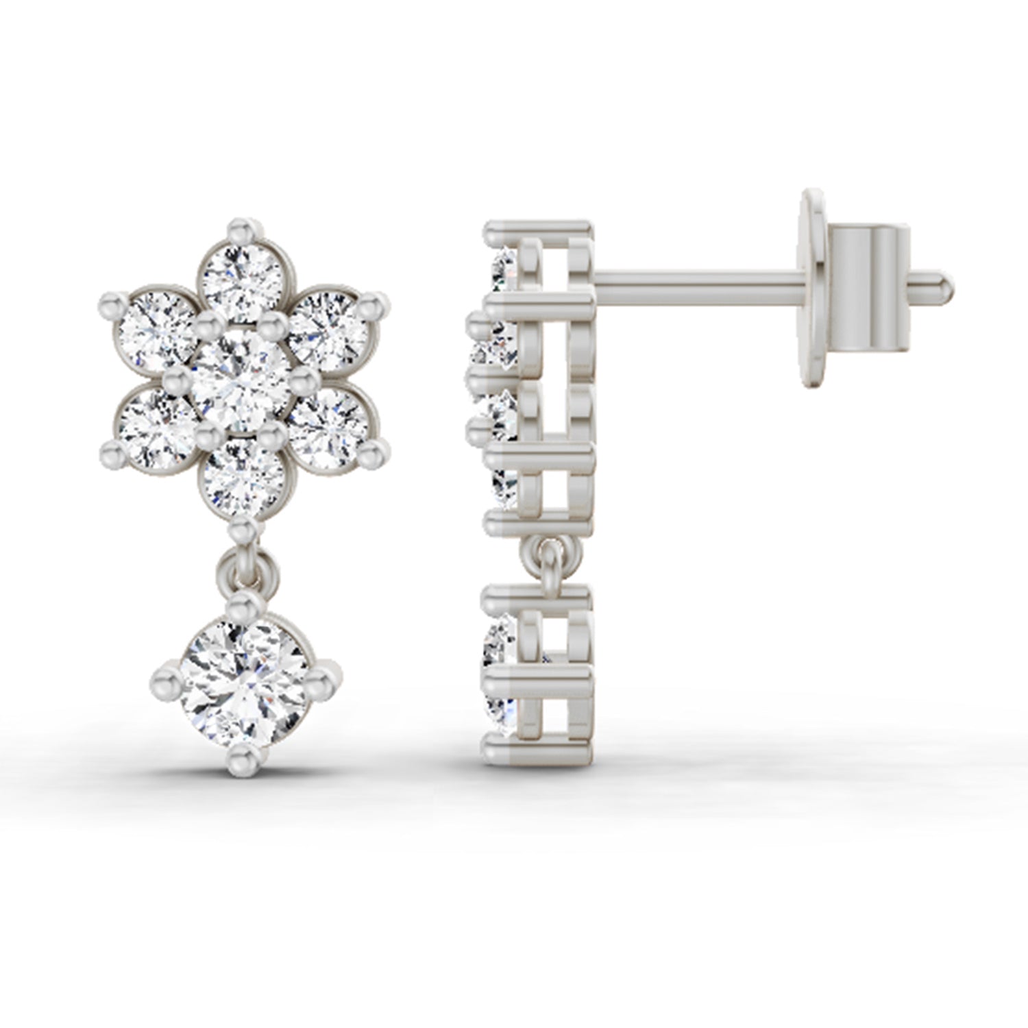 0.86 Carat Trio Stud Earrings 14K - White Gold
