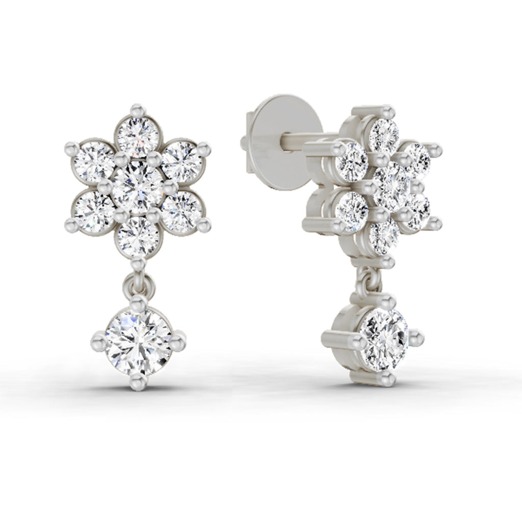 0.86 Carat Trio Stud Earrings 14K - White Gold
