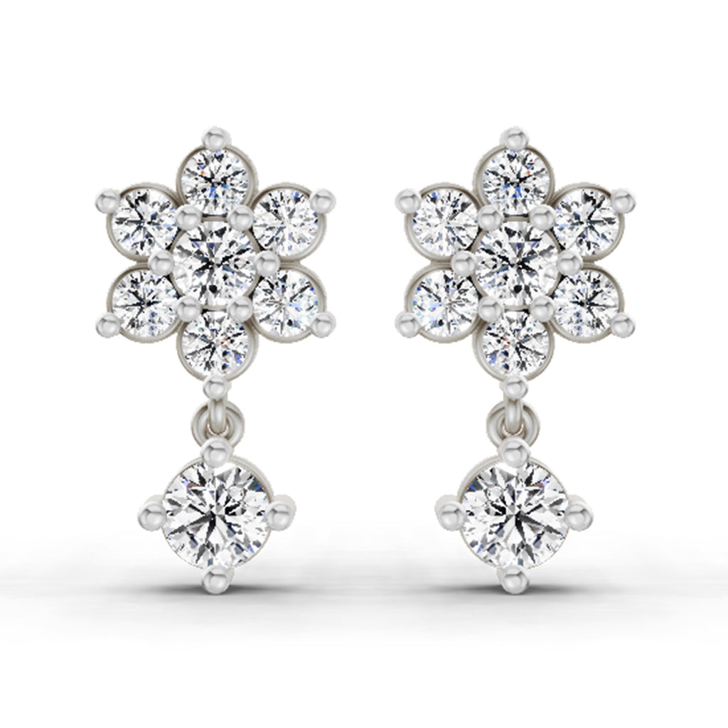 0.86 Carat Trio Stud Earrings 14K - White Gold