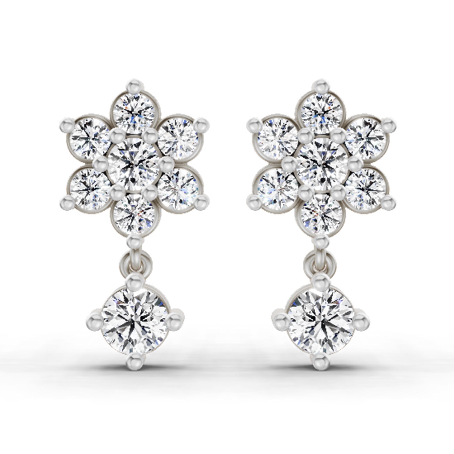 0.86 Carat Trio Stud Earrings 14K - White Gold