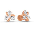 0.75 Carat Round Flower Stud Earrings 14K - Rose Gold