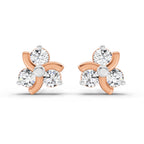 0.75 Carat Round Flower Stud Earrings 14K - Rose Gold