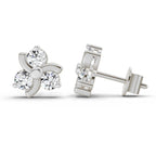 0.75 Carat Round Flower Stud Earrings 14K - White Gold