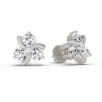 0.75 Carat Round Flower Stud Earrings 14K - White Gold