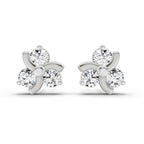 0.75 Carat Round Flower Stud Earrings 14K - White Gold