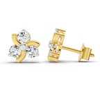 0.75 Carat Round Flower Stud Earrings 14K