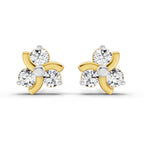 0.75 Carat Round Flower Stud Earrings 14K