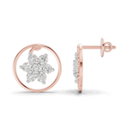 0.78 Carat Round Halo Petal Diamond Earrings 14K - Rose Gold