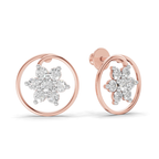 0.78 Carat Round Halo Petal Diamond Earrings 14K - Rose Gold