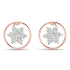 0.78 Carat Round Halo Petal Diamond Earrings 14K - Rose Gold