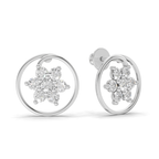 0.78 Carat Round Halo Petal Diamond Earrings 14K - White Gold
