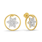 0.78 Carat Round Halo Petal Diamond Earrings 14K