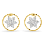 0.78 Carat Round Halo Petal Diamond Earrings 14K