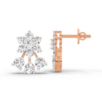 1.09 Carat Round Floral Stud Earrings 14K - Rose Gold