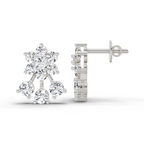 1.09 Carat Round Floral Stud Earrings 14K - White Gold