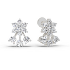1.09 Carat Round Floral Stud Earrings 14K - White Gold